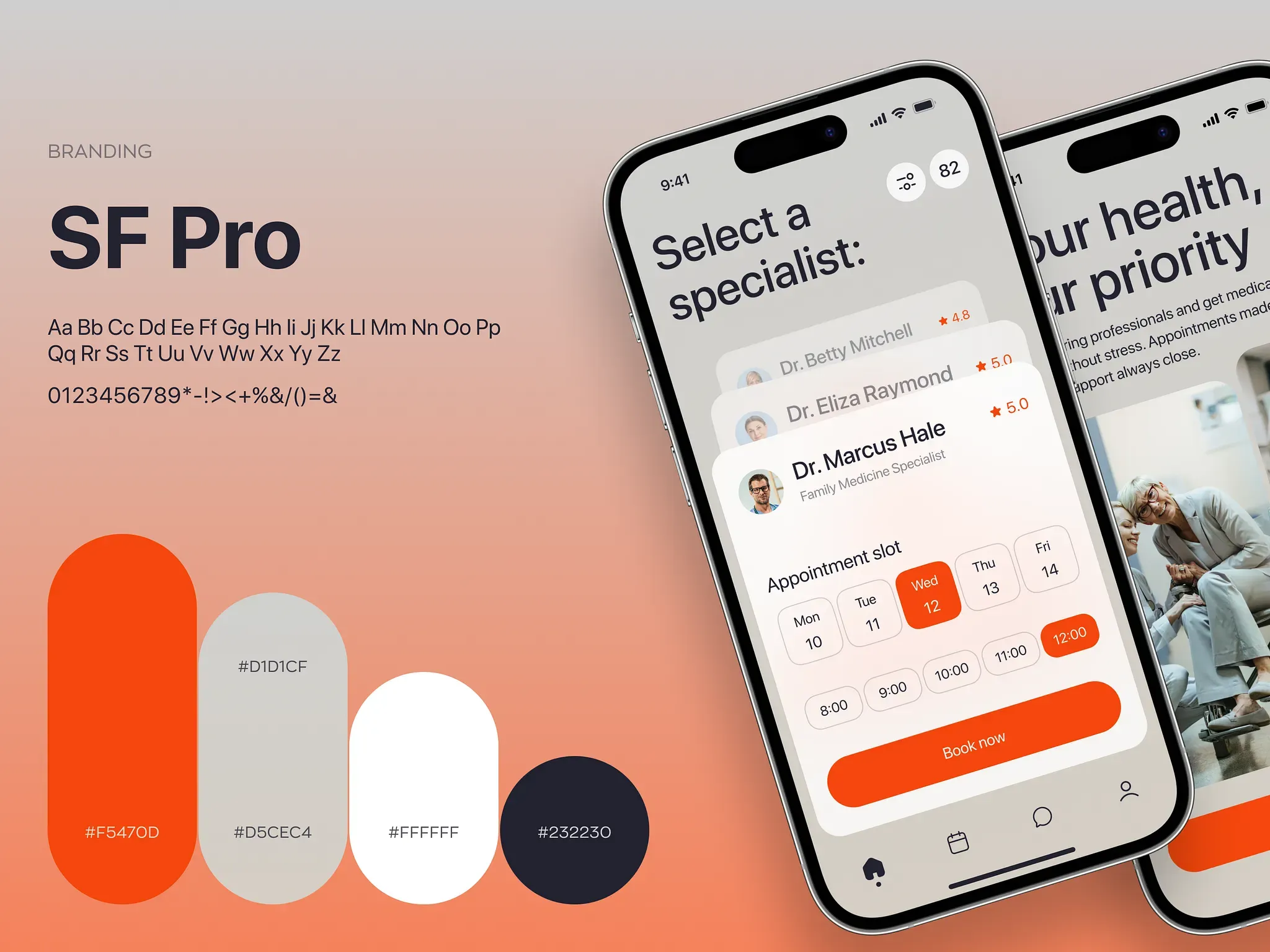 DocConnect typography system — SF Pro and color tokens